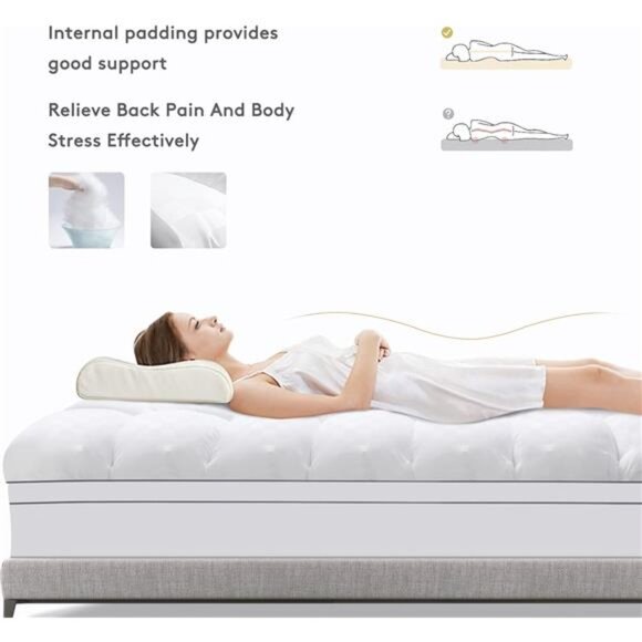 Mattress Topper Queen,Extra Thick Mattress Pad Cover for Back Pain,Cooling - Picture 6 of 7